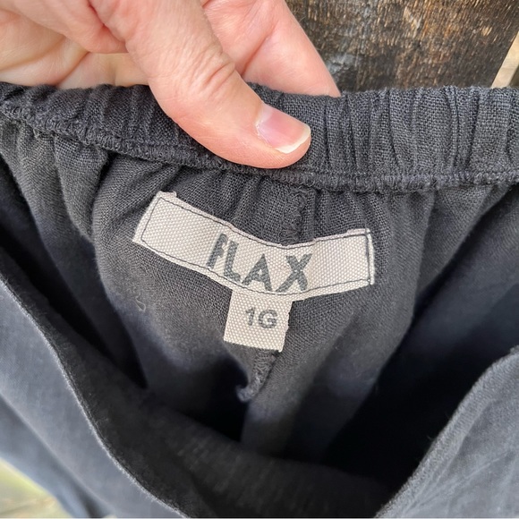 Flax Black 100% Linen Wide Leg Side Button Pants Sz 1X - Picture 3 of 16